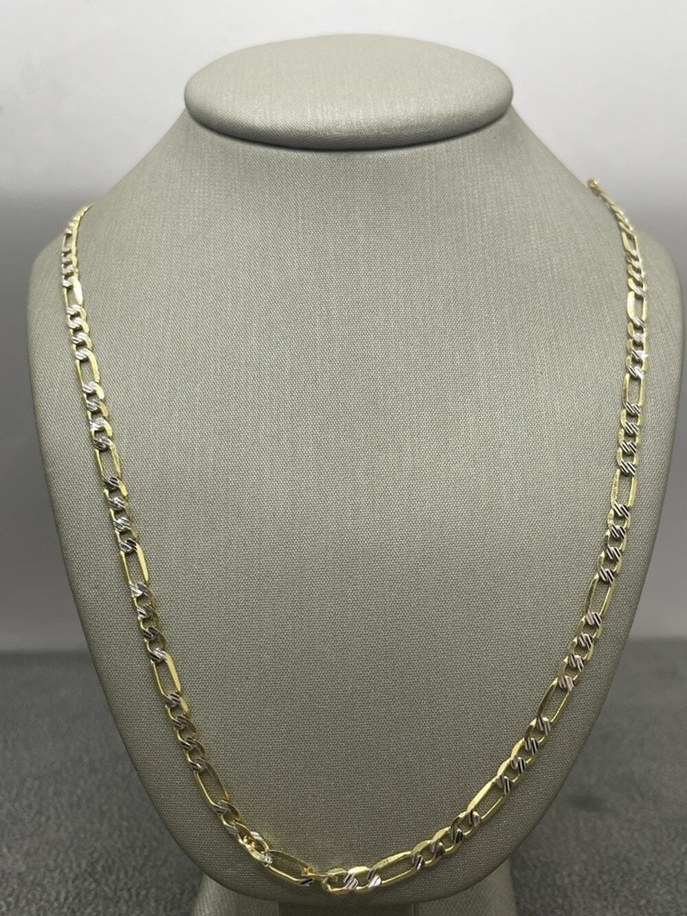 14K Gold Two-tone Diamond Cut Figaro Chain (22023)